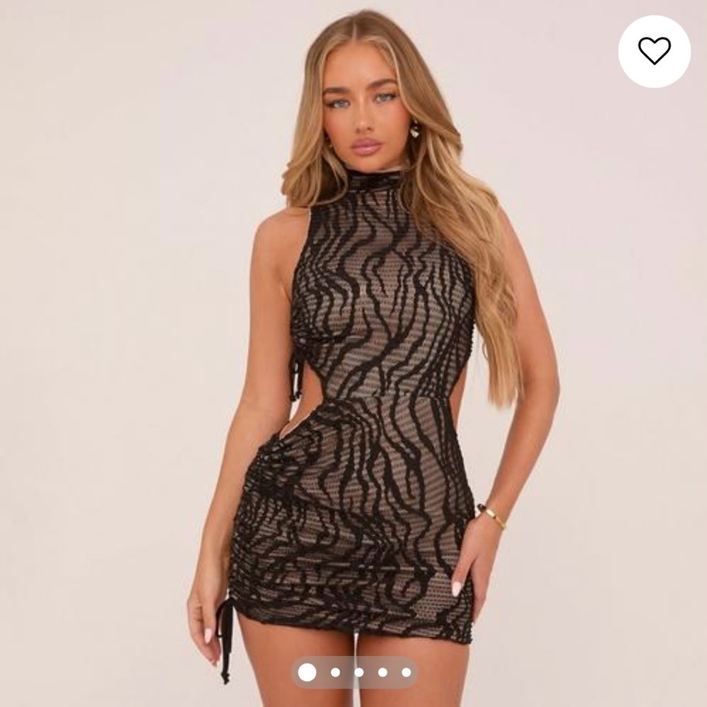 High Neck Cut Out Side Mini Dress